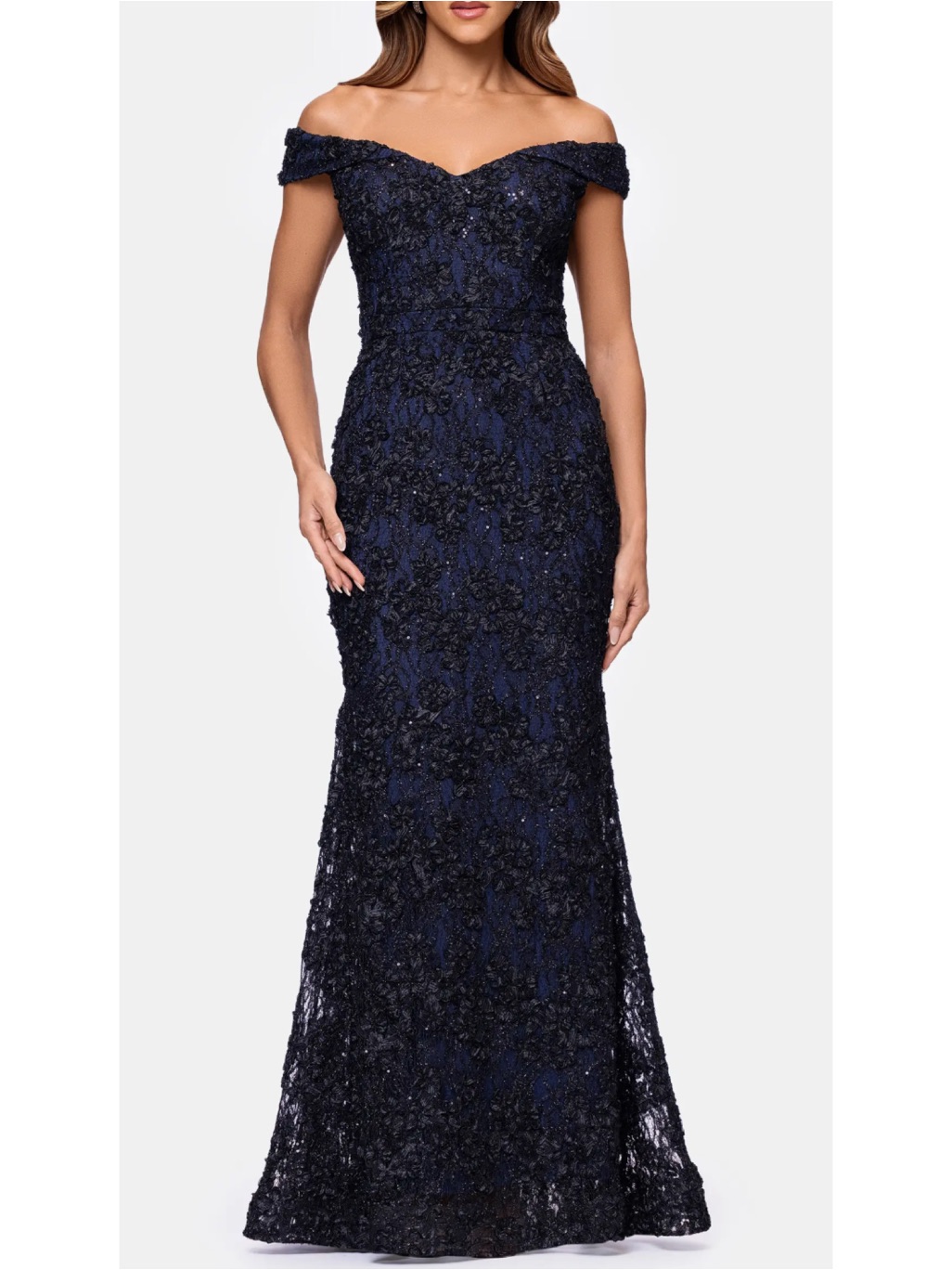 Xscape Sequin Lace Off The Shoulder Gown Size 14w